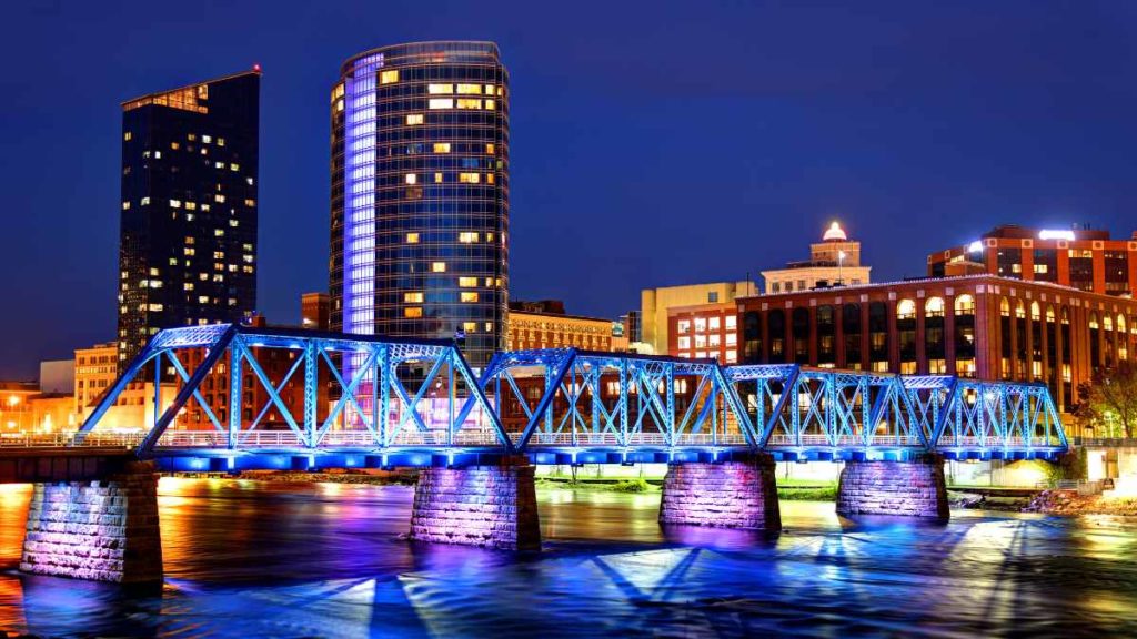 The Blue Bridge in Grand Rapids Michigan.