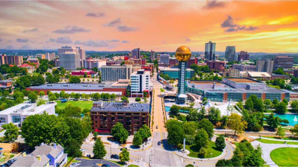 Nighttime skyline of Knoxville TN